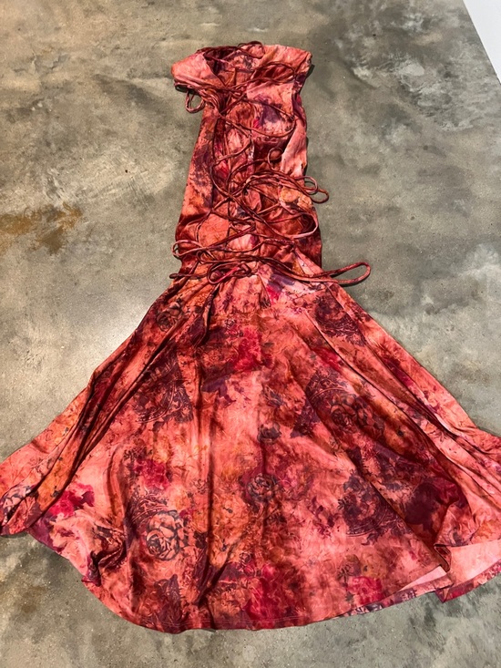 Fashion Nova Dresses & Skirts - Fashion Nova Red & Pink Floral Tie-Dye Maxi Dress
